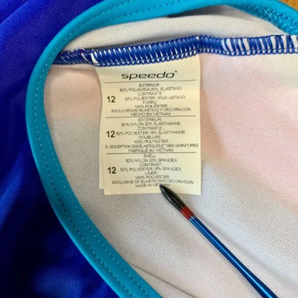 SPEEDO Performance Swimsuit Girls 12 One Piece Blue Swim Team NWT NEW Keyhole - Picture 8 of 9